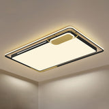 Rectangle Living Room Flush Mount Metal LED Modernist Flush Ceiling Light in Black and Gold, White/Warm Light - Clearhalo - 'Ceiling Lights' - 'Close To Ceiling Lights' - 'Close to ceiling' - 'Flush mount' - Lighting' - 1194044