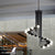 Industrial Angled Arm Ceiling Chandelier with Spiral Design Iron 16/26 Bulbs Dining Room Pendant in Black 16 Black Clearhalo 'Cast Iron' 'Ceiling Lights' 'Chandeliers' 'Industrial Chandeliers' 'Industrial' 'Metal' 'Middle Century Chandeliers' 'Rustic Chandeliers' 'Tiffany' Lighting' 1194079