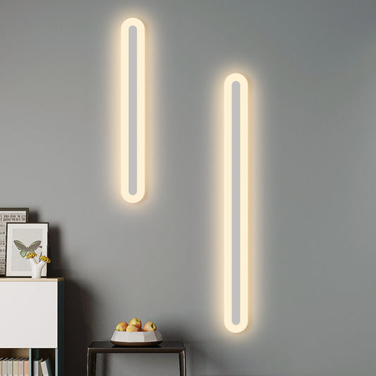 White Linear Wall Light Sconce Simplicity LED Acrylic Wall Mounted Lamp in White/Warm Light, 16"/23.5"/31.5" Long White Clearhalo 'Modern wall lights' 'Modern' 'Wall Lamps & Sconces' 'Wall Lights' Lighting' 1194084