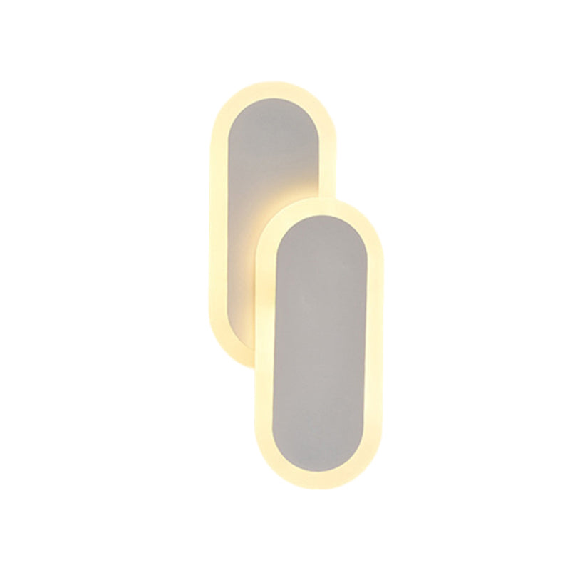 11"/14.5" H White/Black Dual Oval Sconce Modernist LED Acrylic Wall Light Fixture in White/Warm Light Clearhalo 'Modern wall lights' 'Modern' 'Wall Lamps & Sconces' 'Wall Lights' Lighting' 1194093