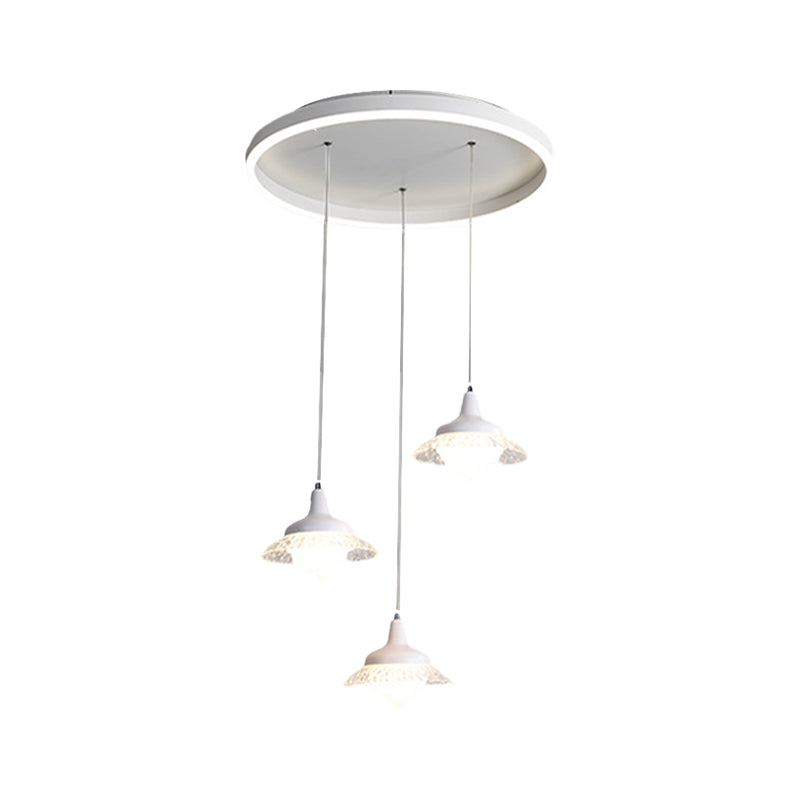 White Urn Shape Multi-Pendant Modernism 3 Lights Acrylic LED Ceiling Hang Fixture, White/Warm Light Clearhalo 'Ceiling Lights' 'Modern Pendants' 'Modern' 'Pendant Lights' 'Pendants' Lighting' 1194102