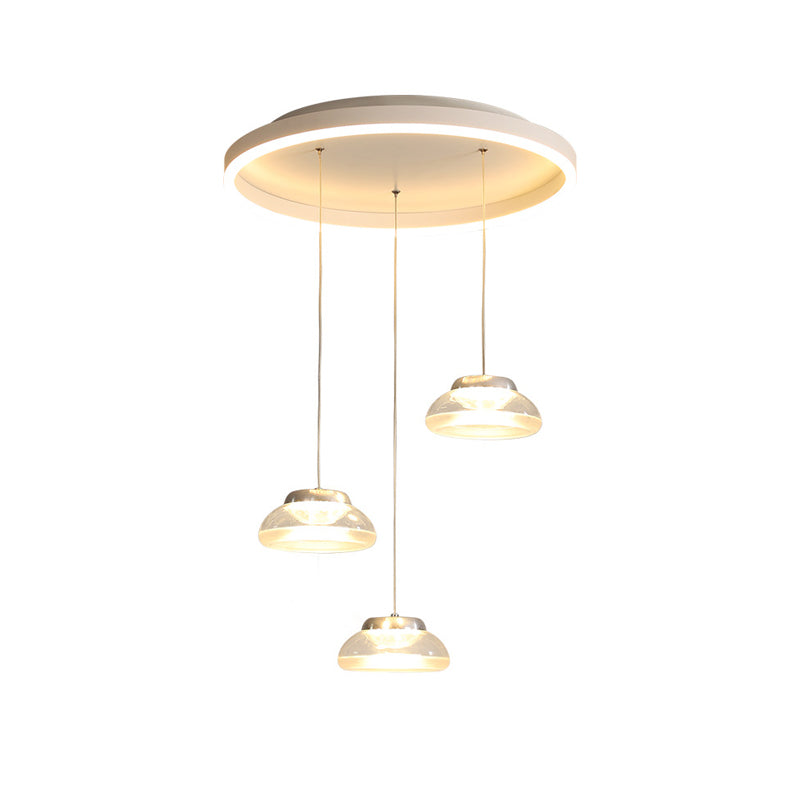 Jar Shaped Multi Ceiling Light Modern Acrylic 3 Heads White LED Pendulum Lamp in White/Warm Light Clearhalo 'Ceiling Lights' 'Modern Pendants' 'Modern' 'Pendant Lights' 'Pendants' Lighting' 1194105