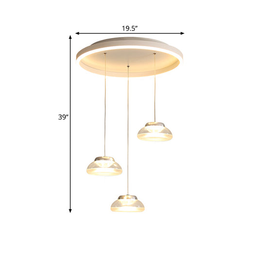 Jar Shaped Multi Ceiling Light Modern Acrylic 3 Heads White LED Pendulum Lamp in White/Warm Light Clearhalo 'Ceiling Lights' 'Modern Pendants' 'Modern' 'Pendant Lights' 'Pendants' Lighting' 1194107
