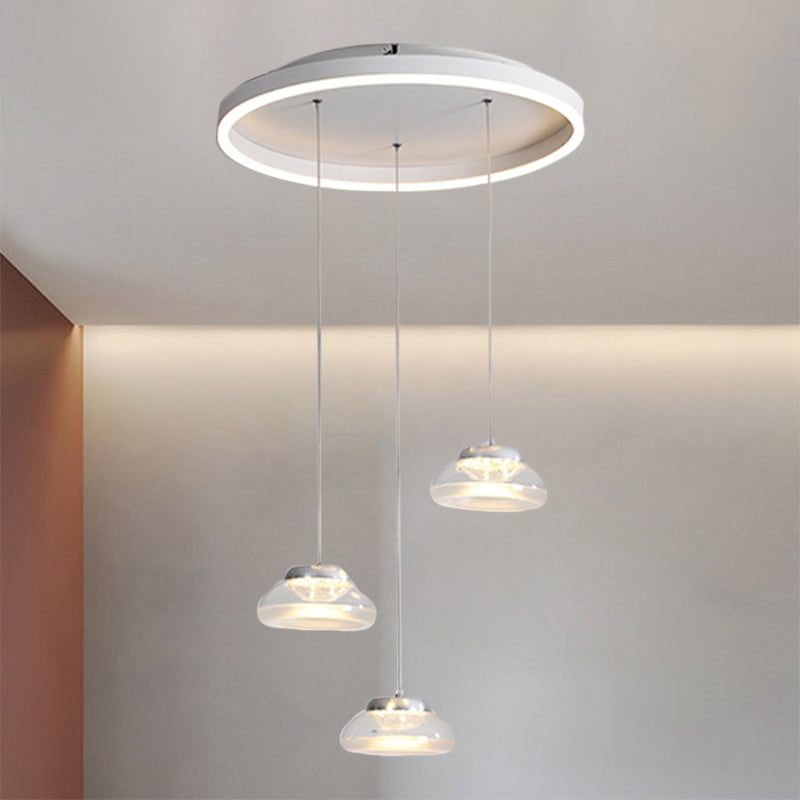 Acrylic Oval Cluster Pendant Light Modernist 3-Light White LED Suspension Lamp in White/Warm Light Clearhalo 'Ceiling Lights' 'Modern Pendants' 'Modern' 'Pendant Lights' 'Pendants' Lighting' 1194109