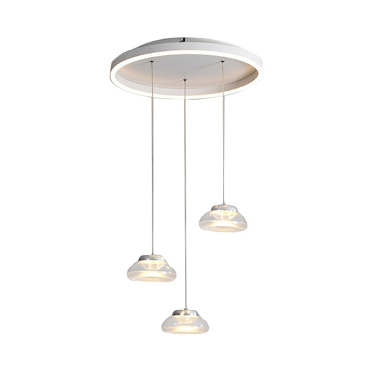 Acrylic Oval Cluster Pendant Light Modernist 3-Light White LED Suspension Lamp in White/Warm Light Clearhalo 'Ceiling Lights' 'Modern Pendants' 'Modern' 'Pendant Lights' 'Pendants' Lighting' 1194110