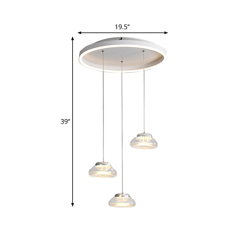 Acrylic Oval Cluster Pendant Light Modernist 3-Light White LED Suspension Lamp in White/Warm Light Clearhalo 'Ceiling Lights' 'Modern Pendants' 'Modern' 'Pendant Lights' 'Pendants' Lighting' 1194111