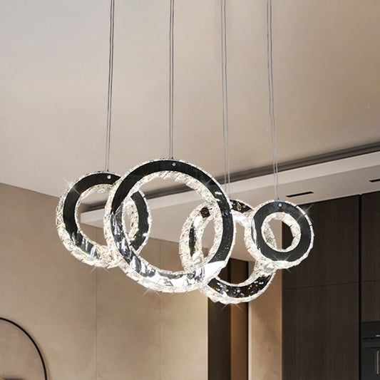 Stainless Steel Circles Multi-Pendant Contemporary Crystal Dining Room LED Hanging Lamp Clearhalo 'Ceiling Lights' 'Modern Pendants' 'Modern' 'Pendant Lights' 'Pendants' Lighting' 1194129