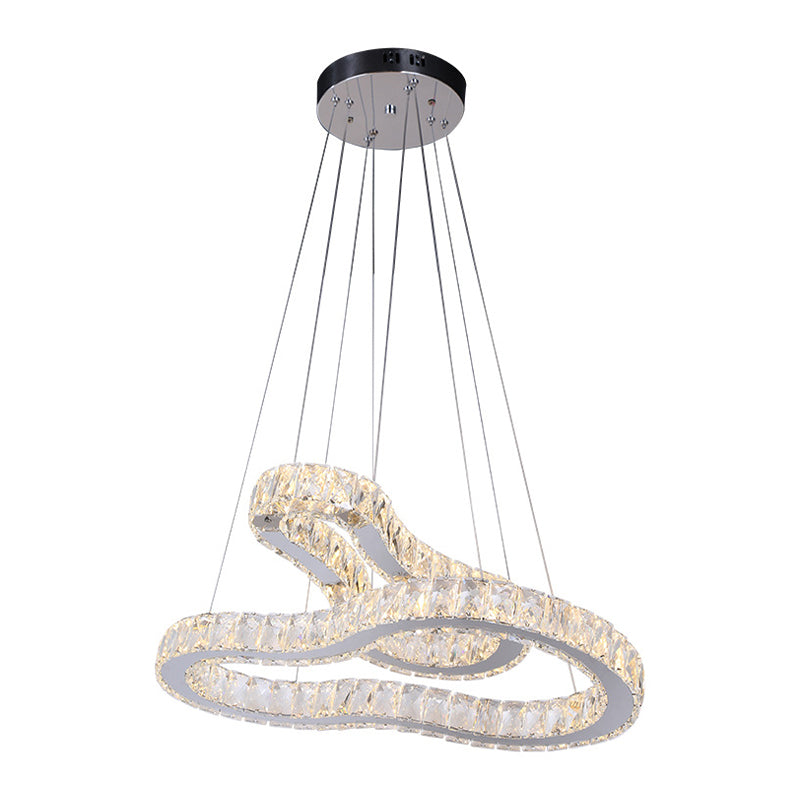Crystal Stainless Steel Chandelier Double Gourd-Shape Modernist LED Suspension Ceiling Lamp Clearhalo 'Ceiling Lights' 'Chandeliers' 'Modern Chandeliers' 'Modern' Lighting' 1194149