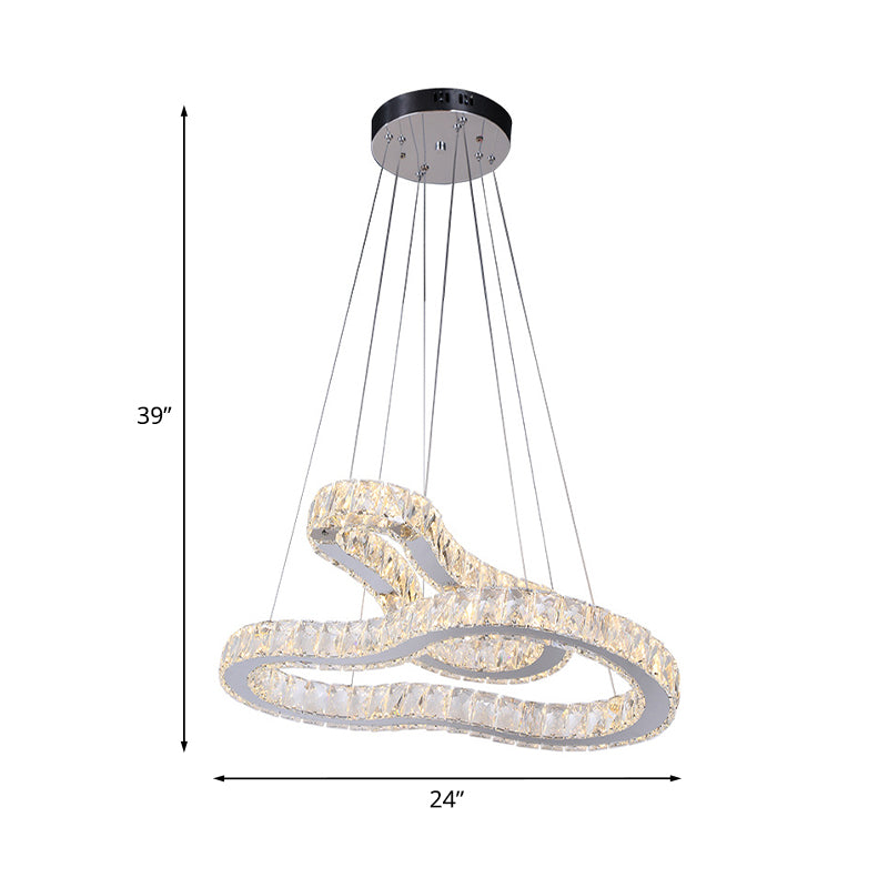 Crystal Stainless Steel Chandelier Double Gourd-Shape Modernist LED Suspension Ceiling Lamp Clearhalo 'Ceiling Lights' 'Chandeliers' 'Modern Chandeliers' 'Modern' Lighting' 1194151
