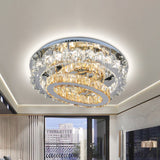 Tiered Hoops Bedroom Ceiling Lamp Contemporary Crystal Stainless Steel LED Semi Flush Mount Clearhalo 'Ceiling Lights' 'Close To Ceiling Lights' 'Close to ceiling' 'Semi-flushmount' Lighting' 1194161