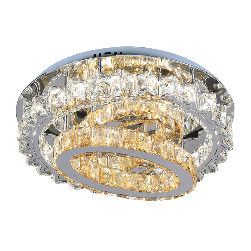 Tiered Hoops Bedroom Ceiling Lamp Contemporary Crystal Stainless Steel LED Semi Flush Mount Clearhalo 'Ceiling Lights' 'Close To Ceiling Lights' 'Close to ceiling' 'Semi-flushmount' Lighting' 1194162
