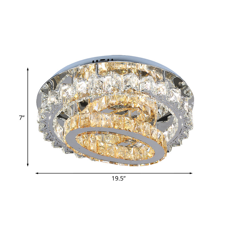 Tiered Hoops Bedroom Ceiling Lamp Contemporary Crystal Stainless Steel LED Semi Flush Mount Clearhalo 'Ceiling Lights' 'Close To Ceiling Lights' 'Close to ceiling' 'Semi-flushmount' Lighting' 1194163