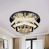 LED Semi Flush Mount Lighting Modern Living Room Ceiling Lamp with Polygonal Crystal Frame in Gold - Clearhalo - 'Ceiling Lights' - 'Close To Ceiling Lights' - 'Close to ceiling' - 'Semi-flushmount' - Lighting' - 1194185