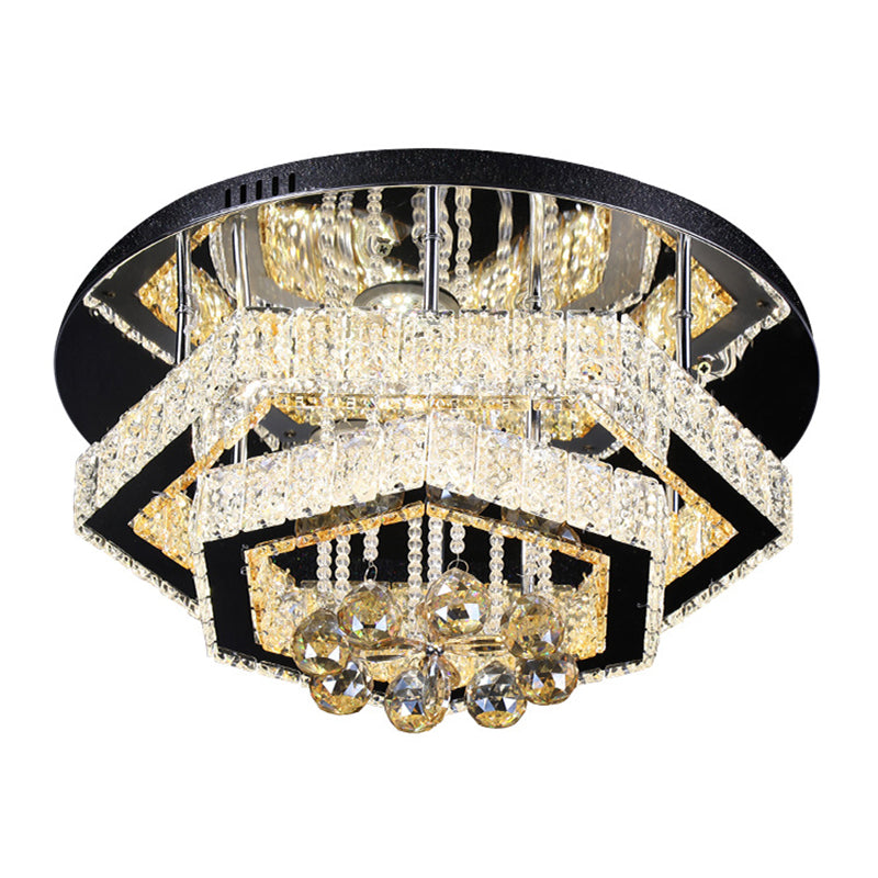 LED Semi Flush Mount Lighting Modern Living Room Ceiling Lamp with Polygonal Crystal Frame in Gold - Clearhalo - 'Ceiling Lights' - 'Close To Ceiling Lights' - 'Close to ceiling' - 'Semi-flushmount' - Lighting' - 1194186