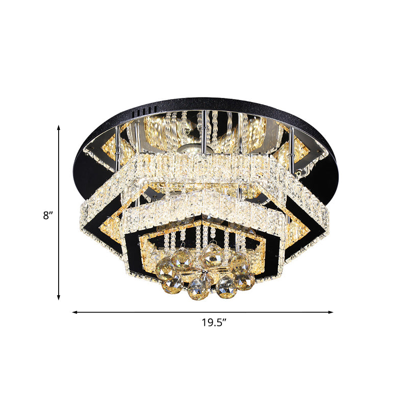 LED Semi Flush Mount Lighting Modern Living Room Ceiling Lamp with Polygonal Crystal Frame in Gold - Clearhalo - 'Ceiling Lights' - 'Close To Ceiling Lights' - 'Close to ceiling' - 'Semi-flushmount' - Lighting' - 1194187