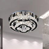 LED Semi Flush Light Fixture Modern Tiered Frame Crystal Embedded Close to Ceiling Lighting in Stainless Steel - Clearhalo - 'Ceiling Lights' - 'Close To Ceiling Lights' - 'Close to ceiling' - 'Semi-flushmount' - Lighting' - 1194193