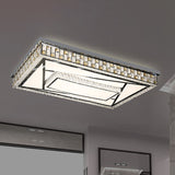Modern 2-Layer Rectangle Flushmount Inserted Crystal LED Flush Ceiling Light Fixture with Check Side in Chrome - Chrome - Clearhalo - 'Ceiling Lights' - 'Close To Ceiling Lights' - 'Close to ceiling' - 'Flush mount' - Lighting' - 1194208