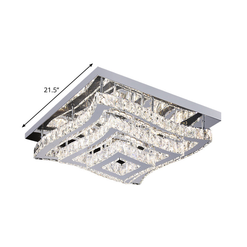 Wavy Square Tiers Semi Flush Light Modern Style Stainless Steel Crystal LED Close to Ceiling Lamp Clearhalo 'Ceiling Lights' 'Close To Ceiling Lights' 'Close to ceiling' 'Semi-flushmount' Lighting' 1194235