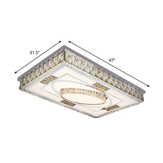 Crystal Chrome Flush Mounted Lamp Rectangular Modernist LED Ceiling Flush Light with Remote Clearhalo 'Ceiling Lights' 'Close To Ceiling Lights' 'Close to ceiling' 'Flush mount' Lighting' 1194251