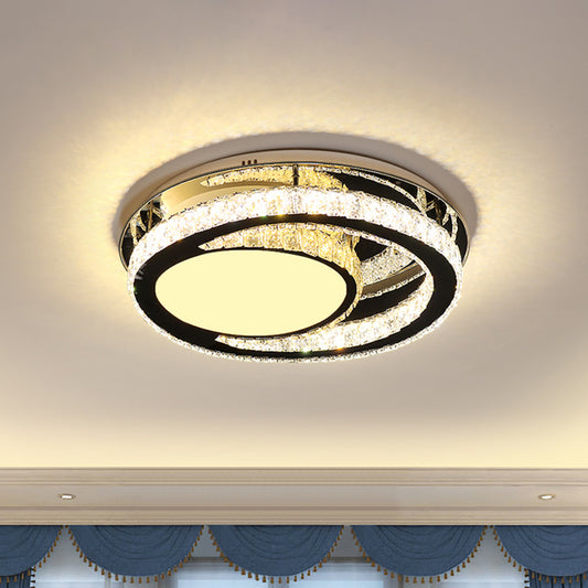 Stainless Steel Oval Semi Flush Mount Minimalist Crystal Living Room LED Close to Ceiling Lamp Clearhalo 'Ceiling Lights' 'Close To Ceiling Lights' 'Close to ceiling' 'Semi-flushmount' Lighting' 1194277