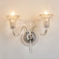 Modern Style Flared Wall Lamp 2-Light Clear Glass Wall Mount Light Fixture with Crystal Accent Clearhalo 'Modern wall lights' 'Modern' 'Wall Lamps & Sconces' 'Wall Lights' Lighting' 1194319