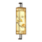 Oriental Style Cuboid Shaped Fabric Wall Light 2 Heads Wall Mural Light in Black with Lotus Leaf/Branch Pattern Clearhalo 'Wall Lamps & Sconces' 'Wall Lights' Lighting' 1194528