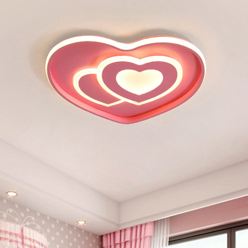 Loving Heart Shape Ceiling Flush Nordic Style Acrylic Blue/Pink Finish LED Flush Mount Lighting - Pink - Clearhalo - 'Ceiling Lights' - 'Close To Ceiling Lights' - 'Close to ceiling' - 'Flush mount' - Lighting' - 1194613