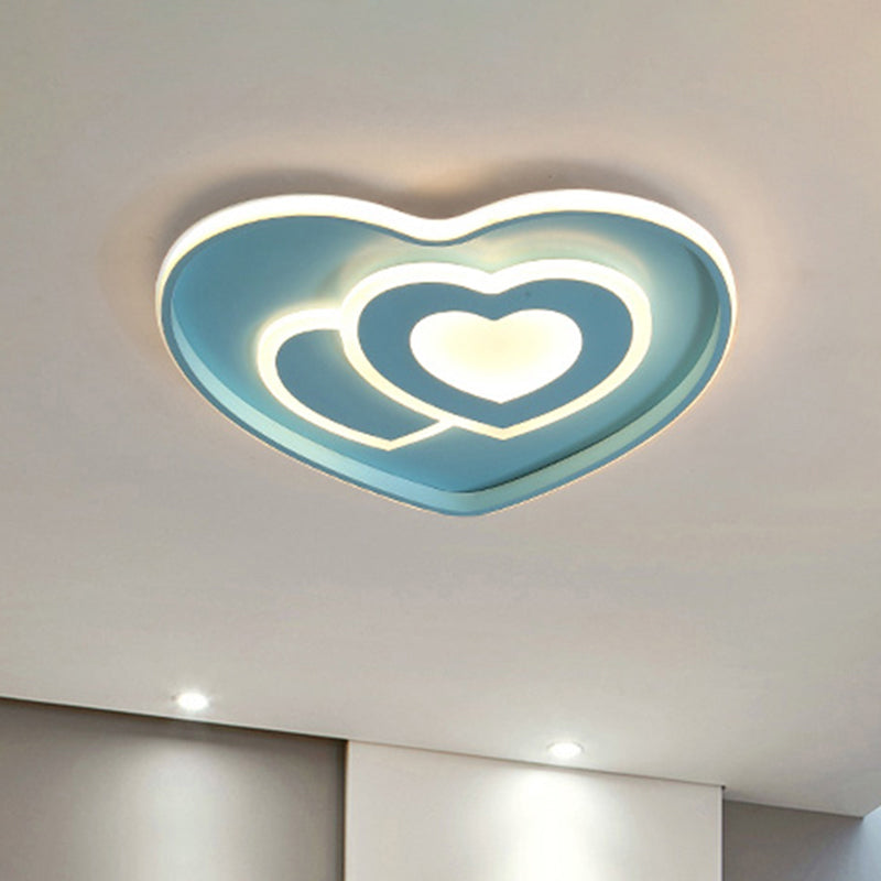 Loving Heart Shape Ceiling Flush Nordic Style Acrylic Blue/Pink Finish LED Flush Mount Lighting - Clearhalo - 'Ceiling Lights' - 'Close To Ceiling Lights' - 'Close to ceiling' - 'Flush mount' - Lighting' - 1194618