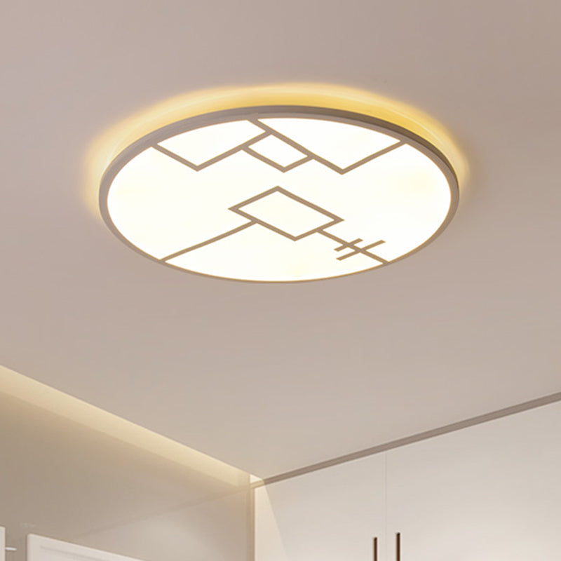 Contemporary Round Flush Lighting Metallic LED Bedroom Patterned Flush Mount Fixture in White/Black