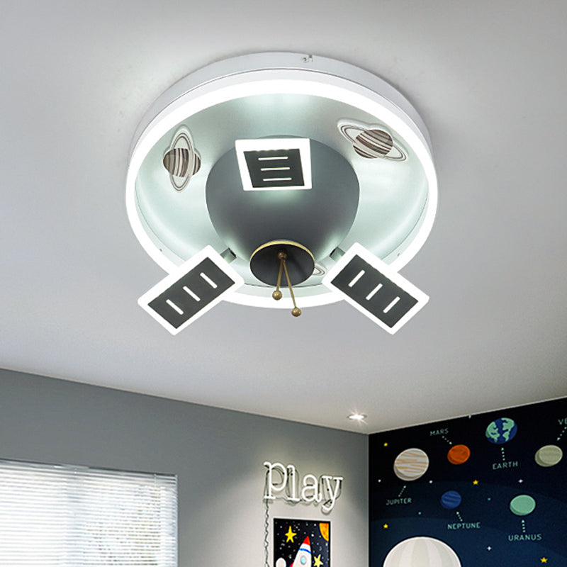 Nordic Satellite Shape Flush Mounted Lamp Acrylic LED Kids Flush Ceiling Light in Grey