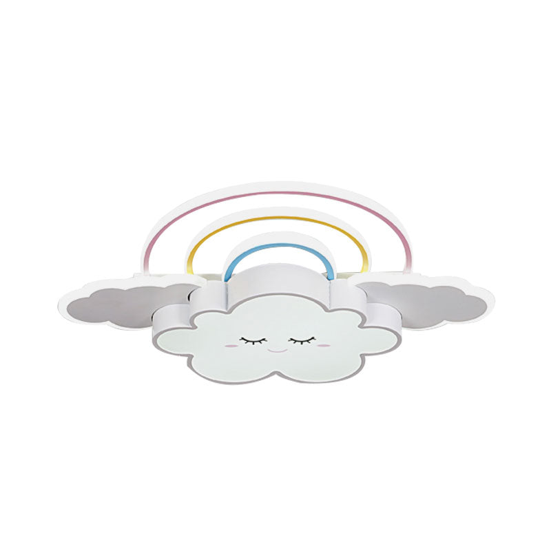 Cloud and Rainbow Ceiling Mounted Fixture Cartoon Acrylic Kids Room LED Flush Lamp in White/Pink - Clearhalo - 'Ceiling Lights' - 'Close To Ceiling Lights' - 'Close to ceiling' - 'Flush mount' - Lighting' - 1194644