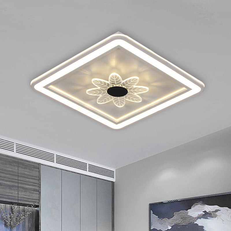 Kids Square Ceiling Flush Acrylic LED Bedroom Flush Mount Fixture with Windmill/Flower Detail in Black-White - Black-White - A - Clearhalo - 'Ceiling Lights' - 'Close To Ceiling Lights' - 'Close to ceiling' - 'Flush mount' - Lighting' - 1194661