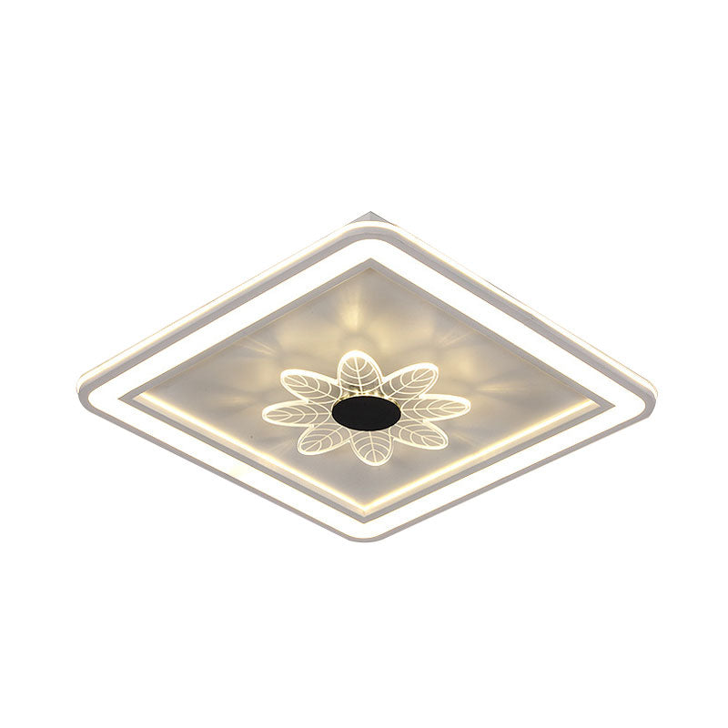 Kids Square Ceiling Flush Acrylic LED Bedroom Flush Mount Fixture with Windmill/Flower Detail in Black-White - Clearhalo - 'Ceiling Lights' - 'Close To Ceiling Lights' - 'Close to ceiling' - 'Flush mount' - Lighting' - 1194663