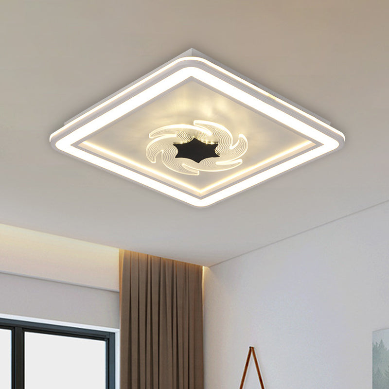 Kids Square Ceiling Flush Acrylic LED Bedroom Flush Mount Fixture with Windmill/Flower Detail in Black-White - Clearhalo - 'Ceiling Lights' - 'Close To Ceiling Lights' - 'Close to ceiling' - 'Flush mount' - Lighting' - 1194666