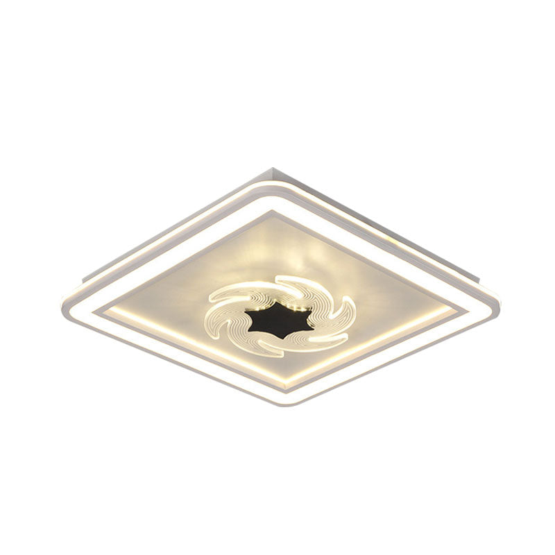 Kids Square Ceiling Flush Acrylic LED Bedroom Flush Mount Fixture with Windmill/Flower Detail in Black-White - Clearhalo - 'Ceiling Lights' - 'Close To Ceiling Lights' - 'Close to ceiling' - 'Flush mount' - Lighting' - 1194668
