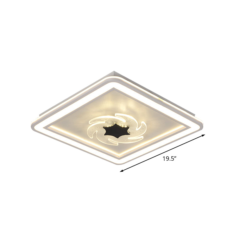 Kids Square Ceiling Flush Acrylic LED Bedroom Flush Mount Fixture with Windmill/Flower Detail in Black-White - Clearhalo - 'Ceiling Lights' - 'Close To Ceiling Lights' - 'Close to ceiling' - 'Flush mount' - Lighting' - 1194669