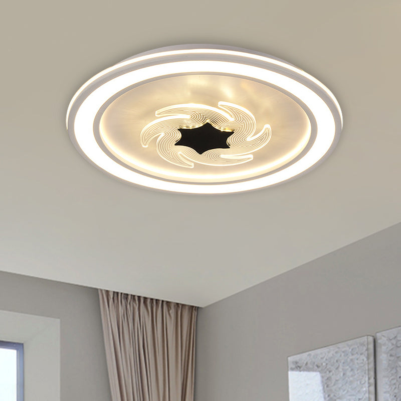 Acrylic Circle Flush Mount Light Kids LED Black-White Flush Lighting with Windmill Detail Black-White Clearhalo 'Ceiling Lights' 'Close To Ceiling Lights' 'Close to ceiling' 'Flush mount' Lighting' 1194670