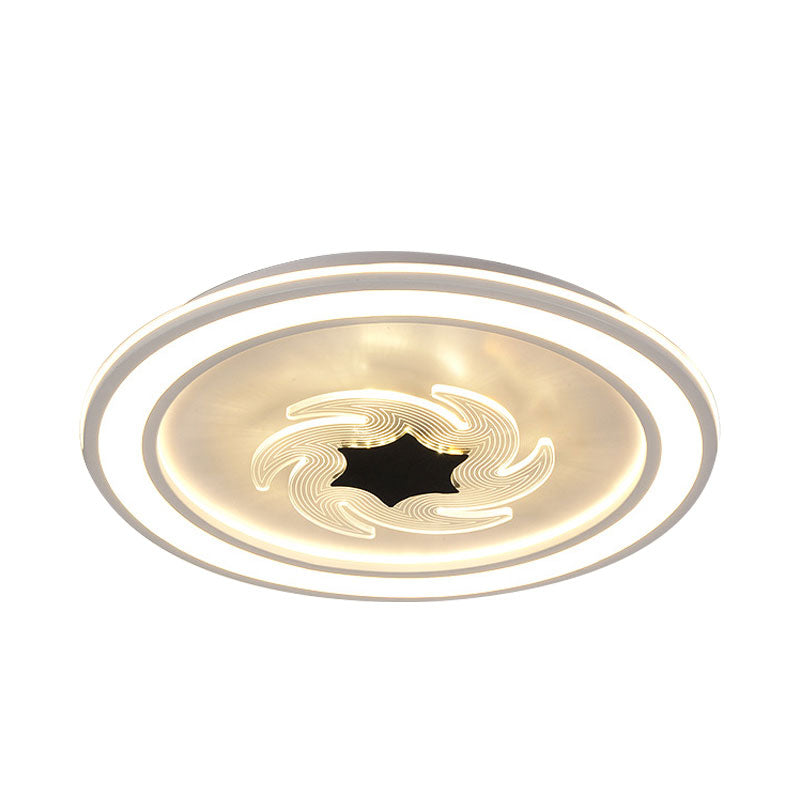 Acrylic Circle Flush Mount Light Kids LED Black-White Flush Lighting with Windmill Detail Clearhalo 'Ceiling Lights' 'Close To Ceiling Lights' 'Close to ceiling' 'Flush mount' Lighting' 1194672