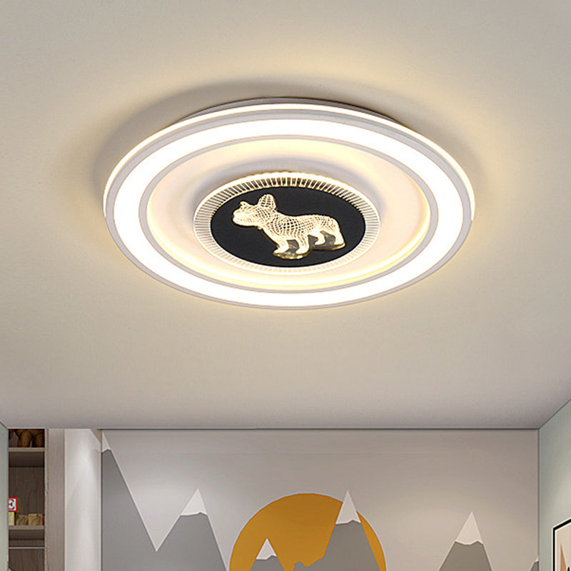 Square/Round Flush Lamp Nordic Acrylic LED Bedroom Flush Mount with Animal Pattern in Black and White Clearhalo 'Ceiling Lights' 'Close To Ceiling Lights' 'Close to ceiling' 'Flush mount' Lighting' 1194675