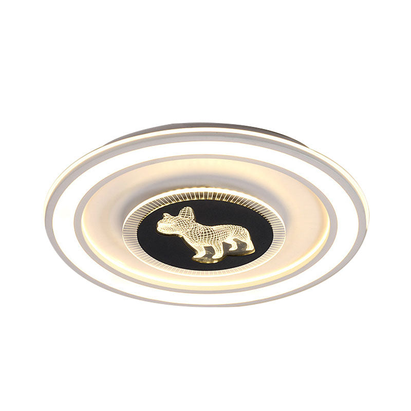 Square/Round Flush Lamp Nordic Acrylic LED Bedroom Flush Mount with Animal Pattern in Black and White Clearhalo 'Ceiling Lights' 'Close To Ceiling Lights' 'Close to ceiling' 'Flush mount' Lighting' 1194676