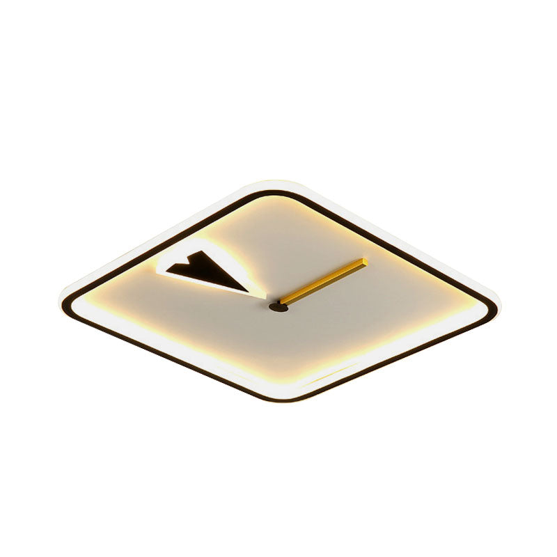 Round/Square Flushmount with Clock Design Modernist Acrylic LED Bedroom Flush Lighting in Black/Gold Clearhalo 'Ceiling Lights' 'Close To Ceiling Lights' 'Close to ceiling' 'Flush mount' Lighting' 1194694