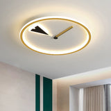 Round/Square Flushmount with Clock Design Modernist Acrylic LED Bedroom Flush Lighting in Black/Gold Clearhalo 'Ceiling Lights' 'Close To Ceiling Lights' 'Close to ceiling' 'Flush mount' Lighting' 1194706