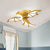 Cartoon Pterosaur Shape Flush Lighting Metal Kids Bedroom LED Semi Flush Lamp in Gold