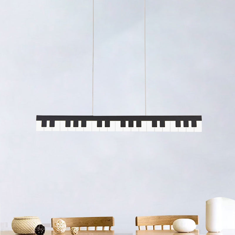 Acrylic Piano Key Chandelier Lamp Fixture Kids White/Black LED Hanging Ceiling Light in White/Warm Light Clearhalo 'Ceiling Lights' 'Island Lights' Lighting' 1194818