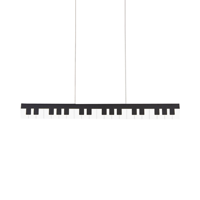 Acrylic Piano Key Chandelier Lamp Fixture Kids White/Black LED Hanging Ceiling Light in White/Warm Light Clearhalo 'Ceiling Lights' 'Island Lights' Lighting' 1194819