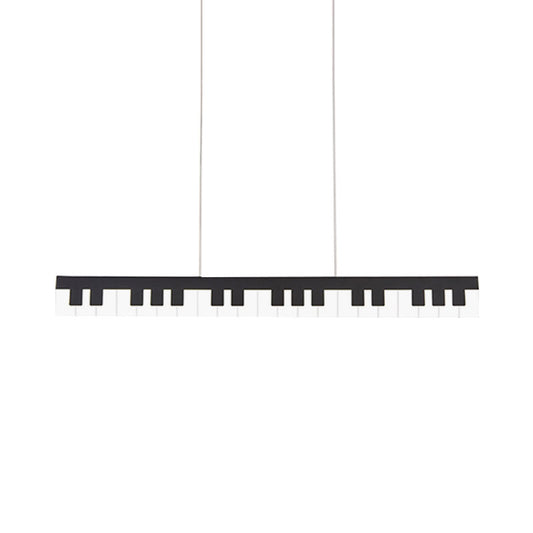 Acrylic Piano Key Chandelier Lamp Fixture Kids White/Black LED Hanging Ceiling Light in White/Warm Light Clearhalo 'Ceiling Lights' 'Island Lights' Lighting' 1194819