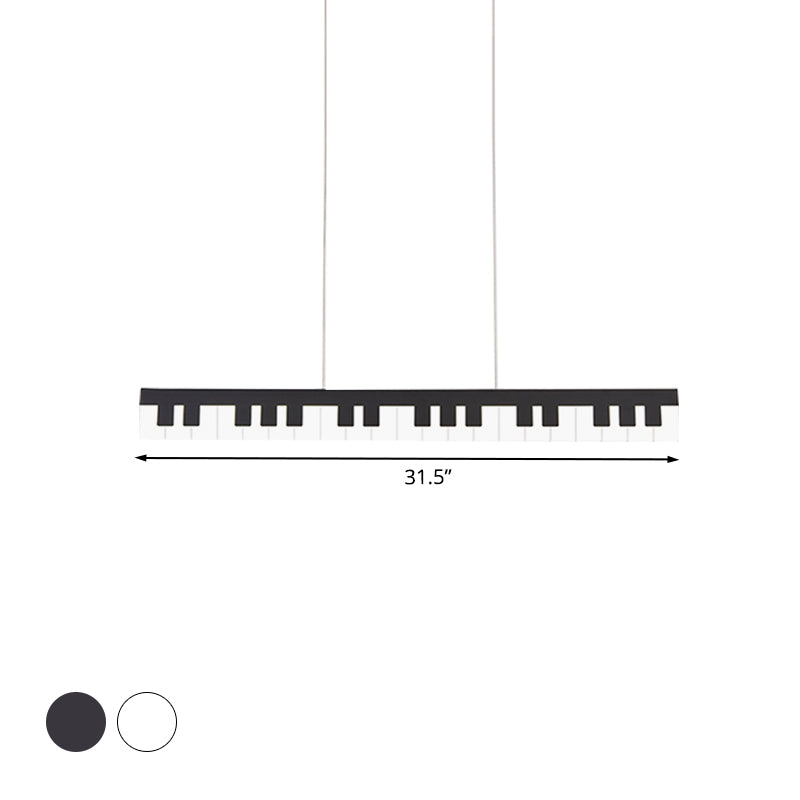Acrylic Piano Key Chandelier Lamp Fixture Kids White/Black LED Hanging Ceiling Light in White/Warm Light Clearhalo 'Ceiling Lights' 'Island Lights' Lighting' 1194820