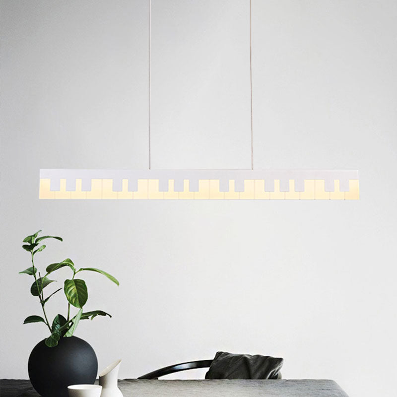Acrylic Piano Key Chandelier Lamp Fixture Kids White/Black LED Hanging Ceiling Light in White/Warm Light White Clearhalo 'Ceiling Lights' 'Island Lights' Lighting' 1194821
