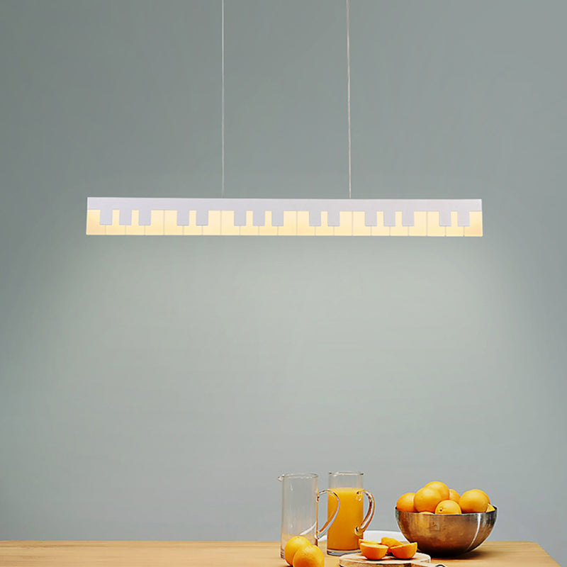 Acrylic Piano Key Chandelier Lamp Fixture Kids White/Black LED Hanging Ceiling Light in White/Warm Light Clearhalo 'Ceiling Lights' 'Island Lights' Lighting' 1194822