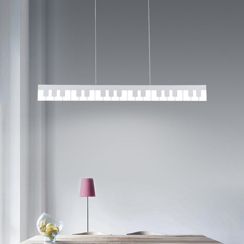 Acrylic Piano Key Chandelier Lamp Fixture Kids White/Black LED Hanging Ceiling Light in White/Warm Light Clearhalo 'Ceiling Lights' 'Island Lights' Lighting' 1194823